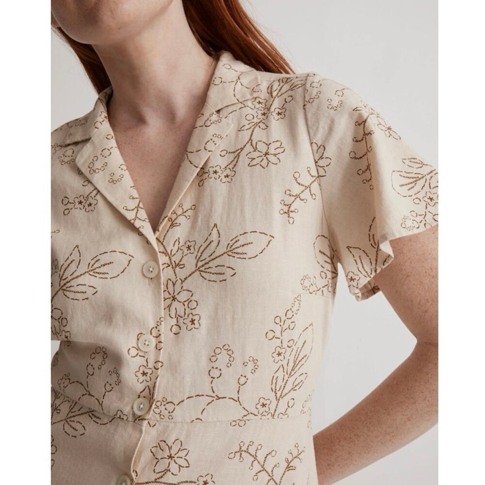 Madewell Cream Floral-Print Midi Dress - Picture 3 of 11